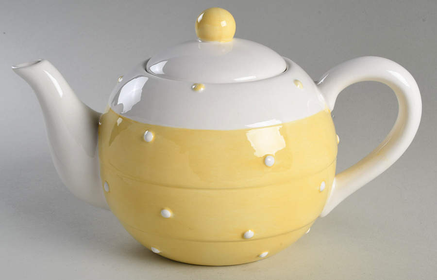 Yellow Polka Dots Teapot & Lid by Pacific Rim-1