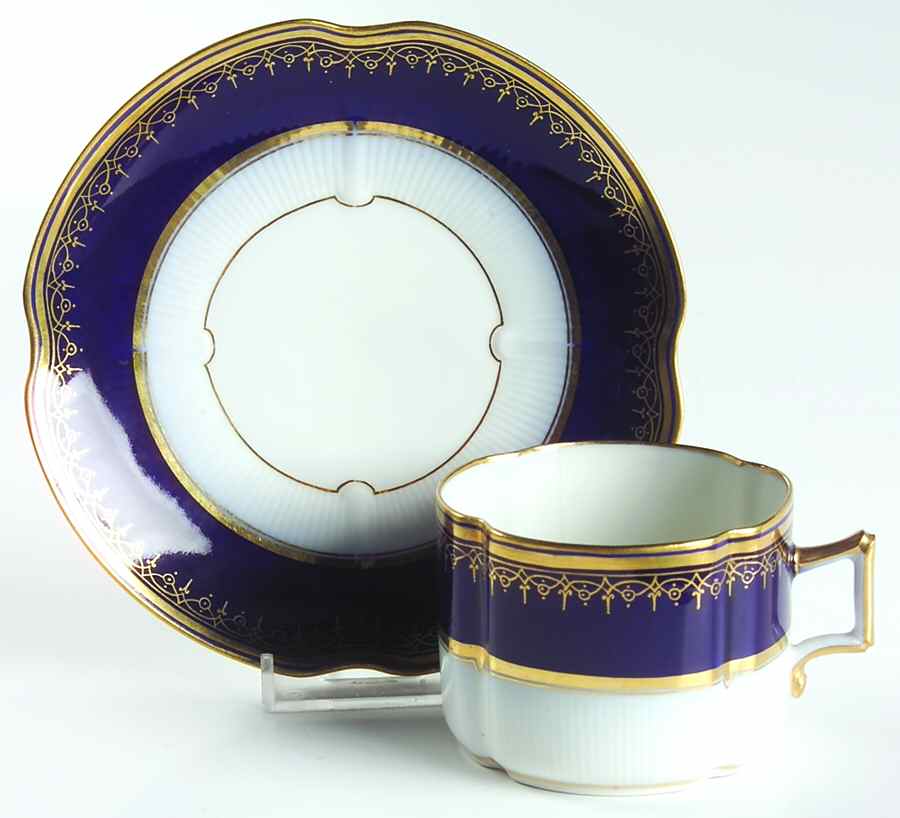 3092 (Scalloped, Embossed) Flat Cup & Saucer Set by Pirkenhammer-1