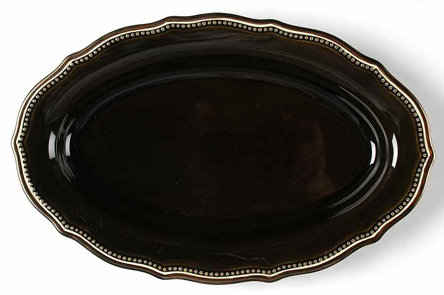 Beaded Bronze 16" Oval Serving Platter by Pottery Barn China-1