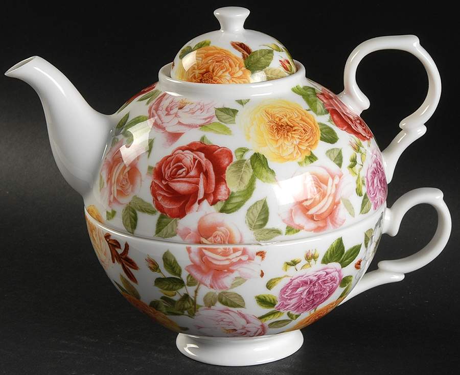 Rose Bouquet Individual Teapot & Lid with Cup by Portmeirion-1
