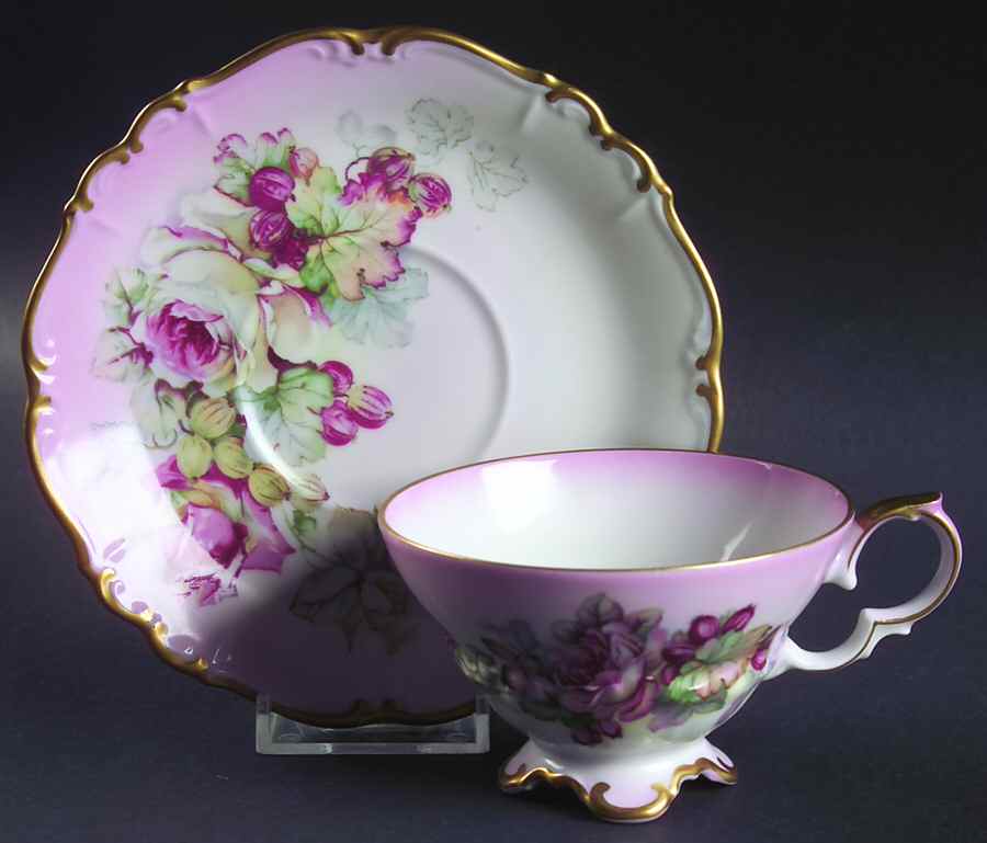 Imperial Pink Footed Cup & Saucer Set by Parbus-1
