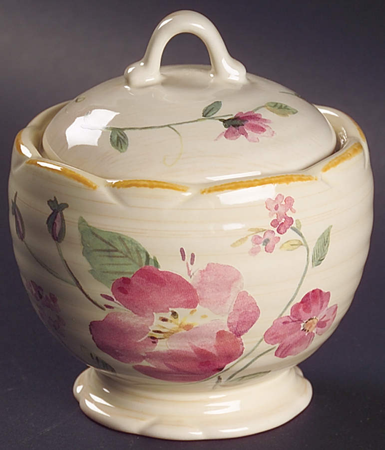 Silk Rose Sugar Bowl & Lid by Pfaltzgraff-1