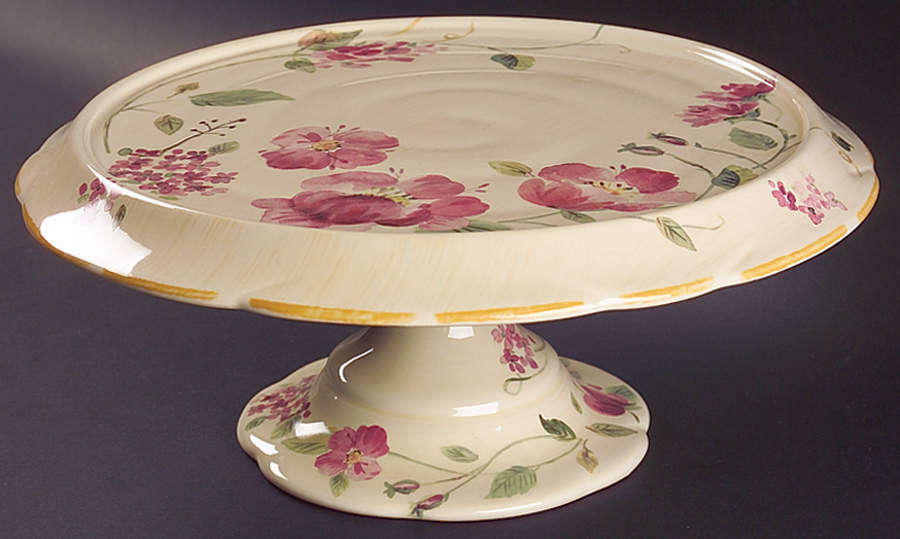 Silk Rose 12" Diameter Pedestal Cake Stand by Pfaltzgraff-1