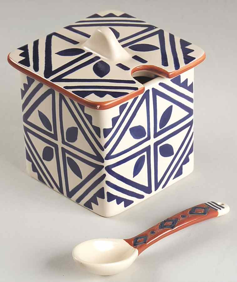 Timbuktu Sugar Bowl & Lid W/Spoon by Pfaltzgraff-1