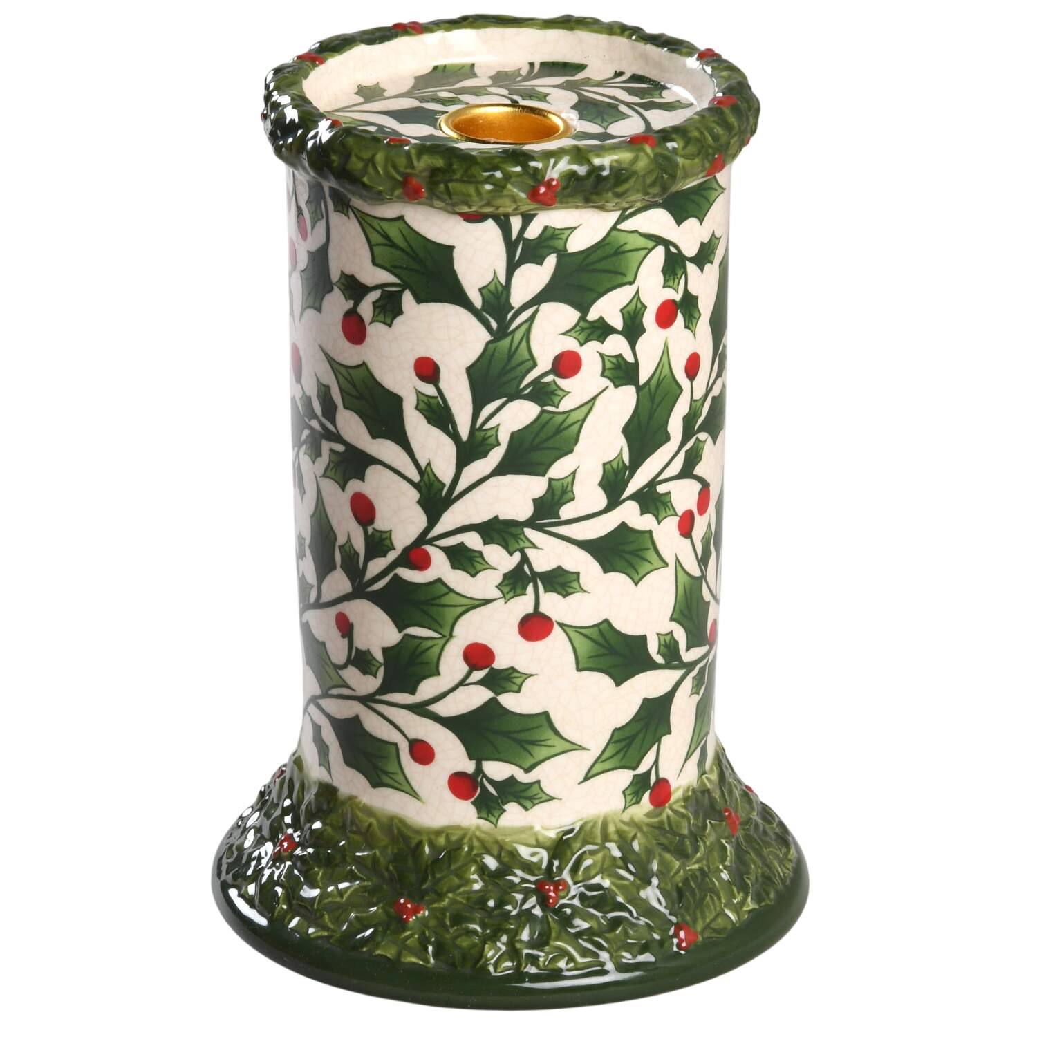 English Holly 7" Pillar Candleholder by Pacific Rim-1