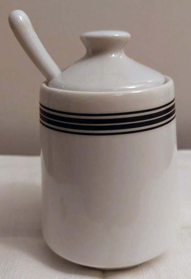 Cafe Collection Sugar Bowl & Lid W/Spoon by Pottery Barn China-1