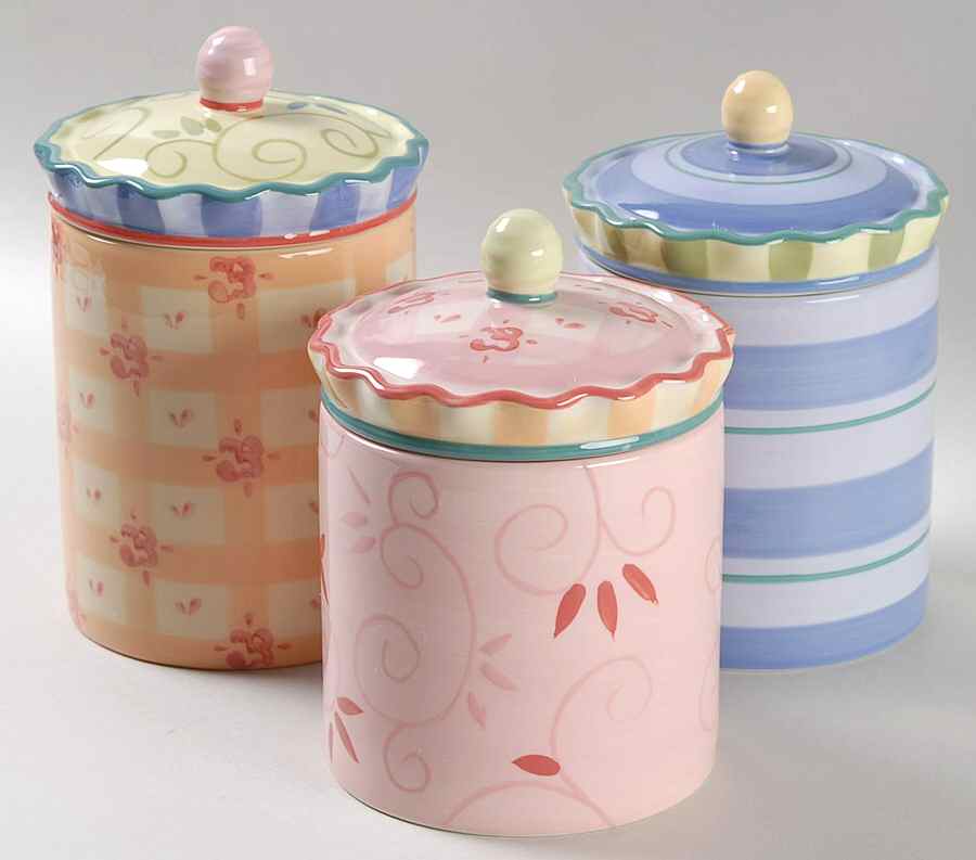 Cupcake Cafe (3 Piece) Canister Set (2 Sizes of 4" & 5") by Pfaltzgraff-1