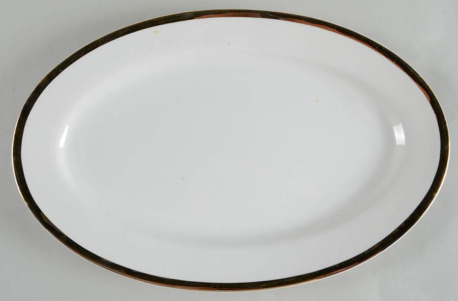 Gold Band 14" Oval Serving Platter by Pier 1-1