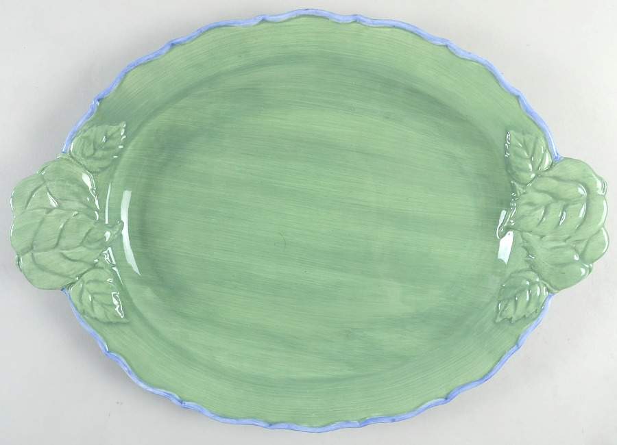 Studio Duet (Blue Green) 16" Oval Serving Platter by Portmeirion-1