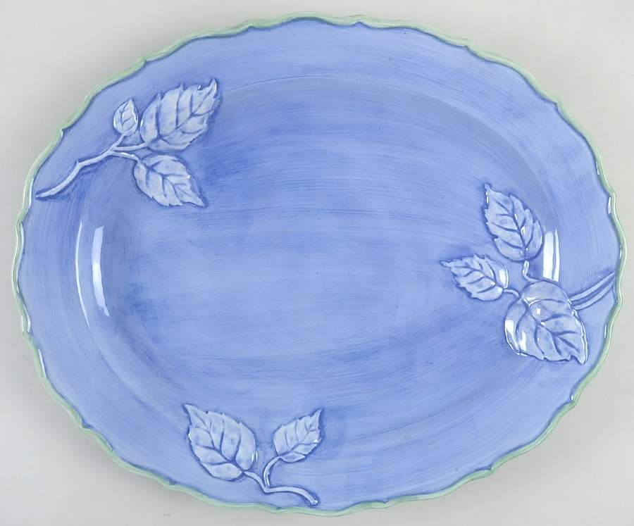 Studio Duet (Blue Green) 14" Oval Serving Platter by Portmeirion-1