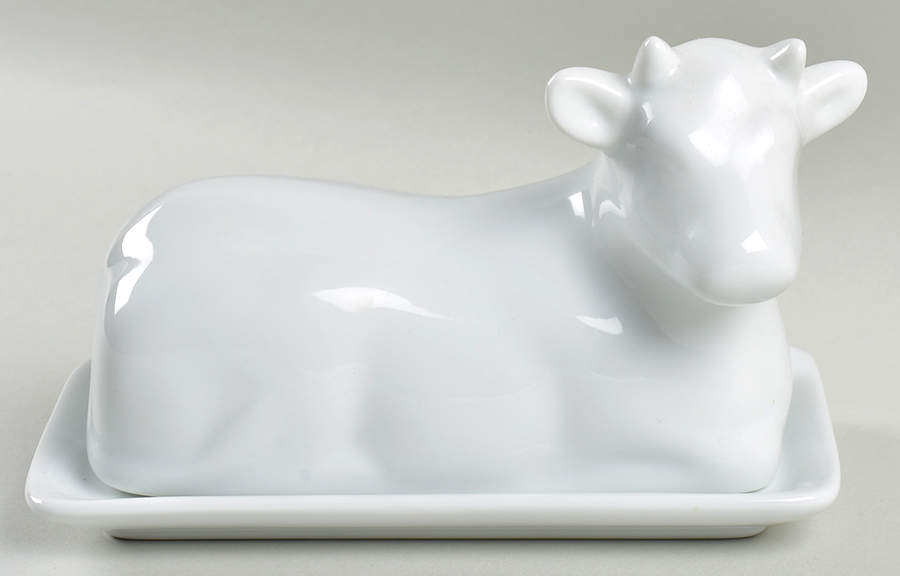 Luminous White 1/4 Pound Figural Covered Butter by Pier 1-1