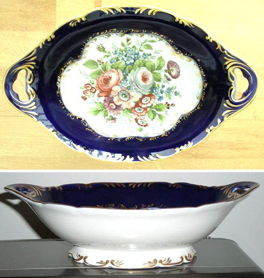 LIM691 12" Oval Vegetable Bowl by Limoges-French-1