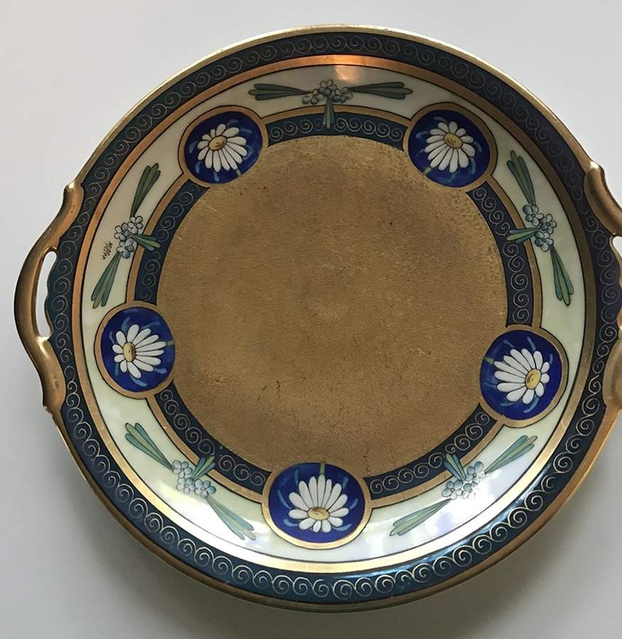 Encrusted Linear Cream Handled Cake Plate by Pickard-1