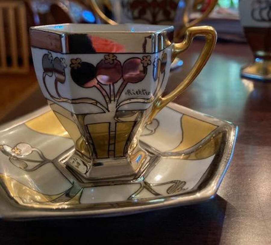 Aura Argenta Linear Footed Cup & Saucer Set by Pickard-1