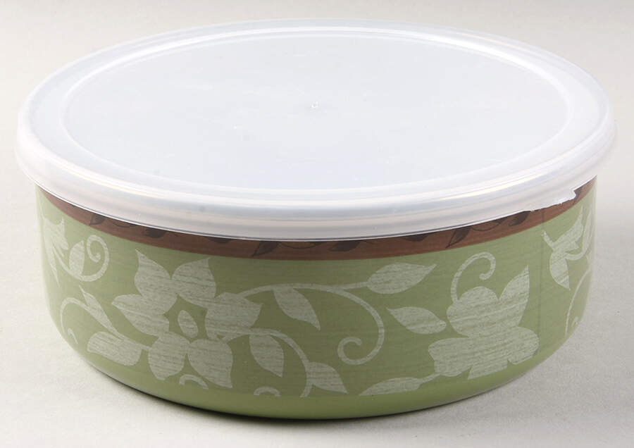 Patio Garden 6" Metal Bowl W/Plastic Lid by Pfaltzgraff-1