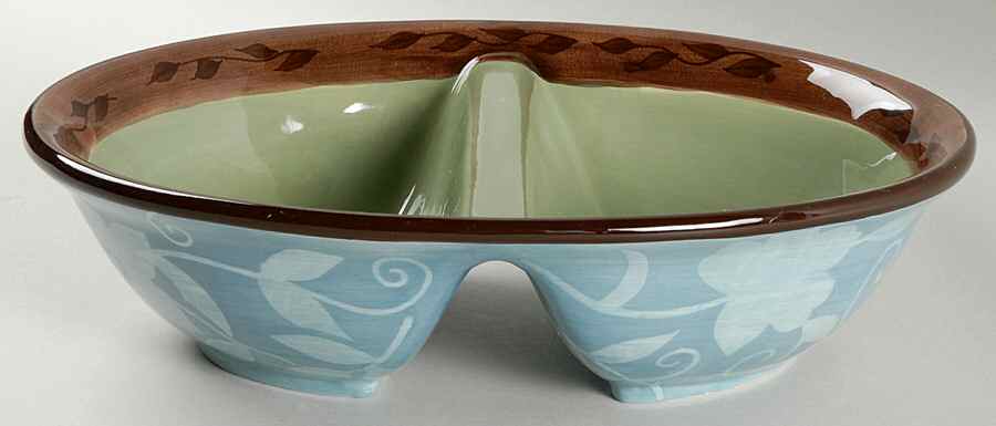 Patio Garden 10" Oval Divided Vegetable Bowl by Pfaltzgraff-1