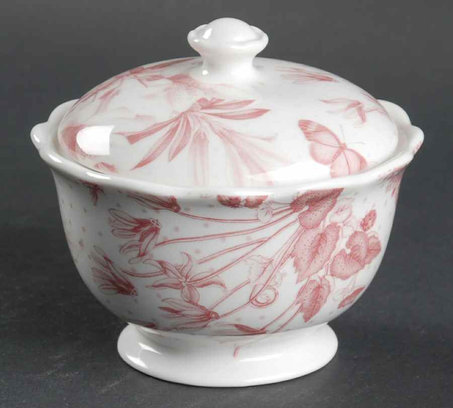 Botanic Pink Sugar Bowl & Lid by Portmeirion-1