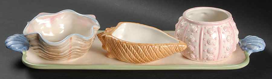 Beachcomber 4 Piece Shell Bowl Entertaining Set by Pfaltzgraff-1