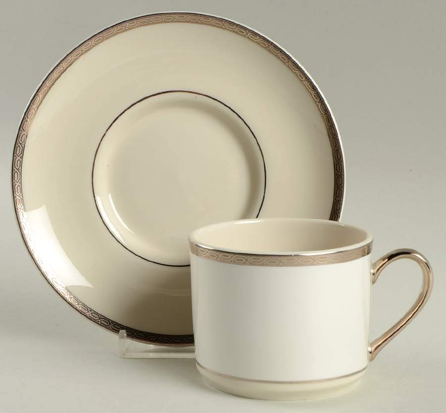 Platinum Radiance Flat Cup & Saucer Set by Pickard-1