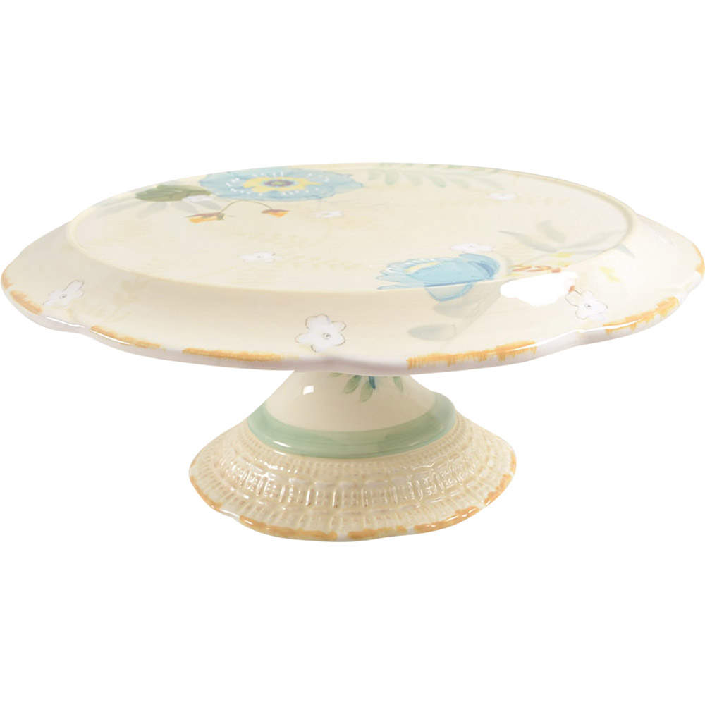 Vintage Floral 12" Diameter Pedestal Cake Stand by Pfaltzgraff-1