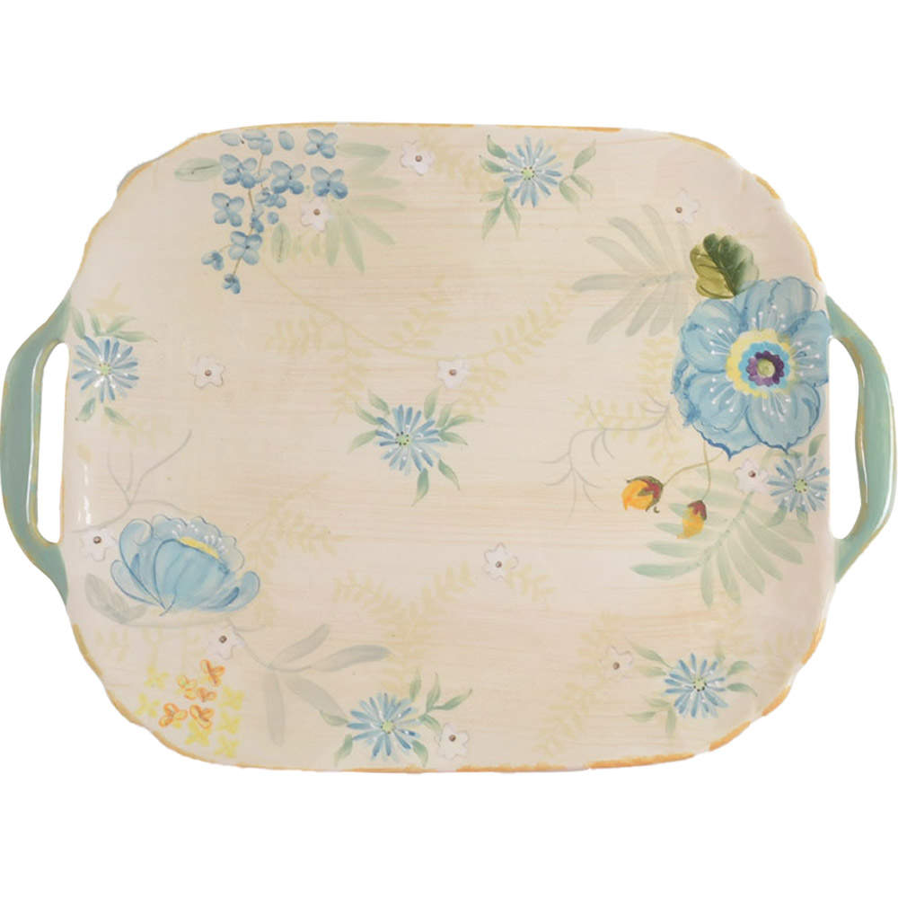 Vintage Floral 17" Handled Tray by Pfaltzgraff-1