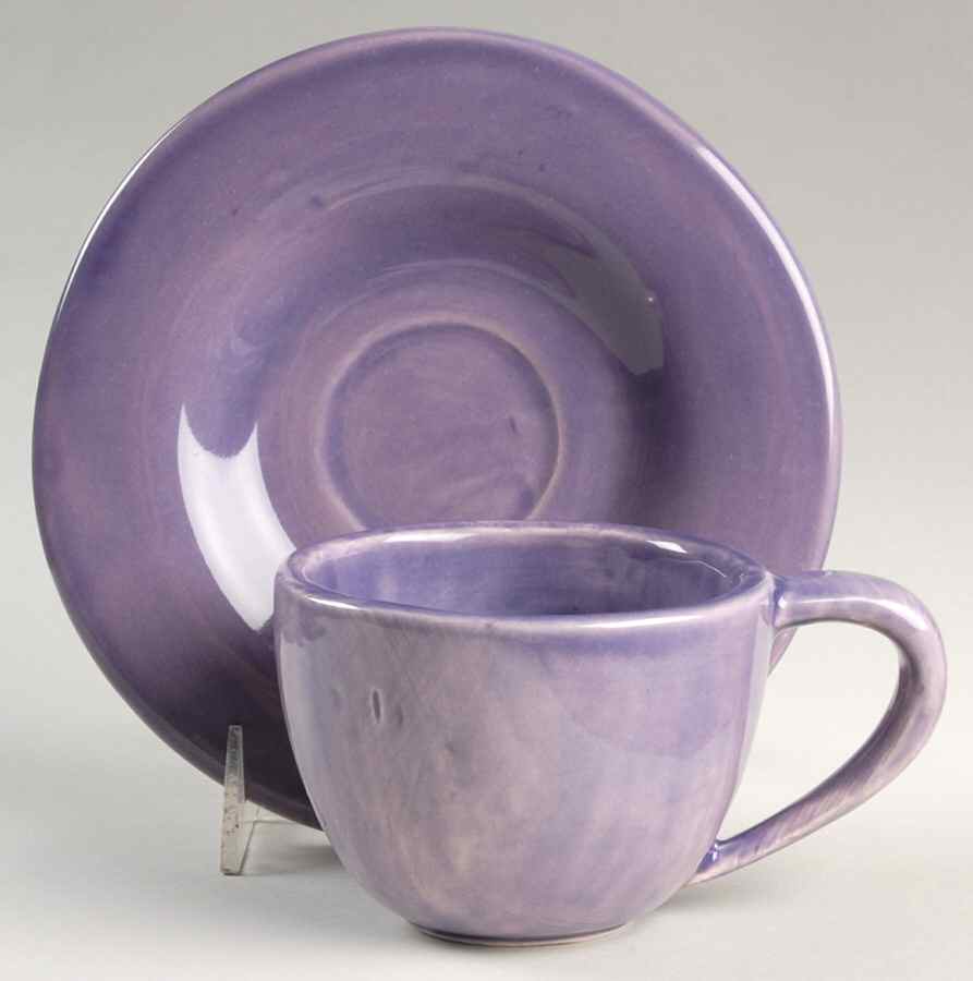Sausalito Lavender Flat Cup & Saucer Set by Pottery Barn China-1