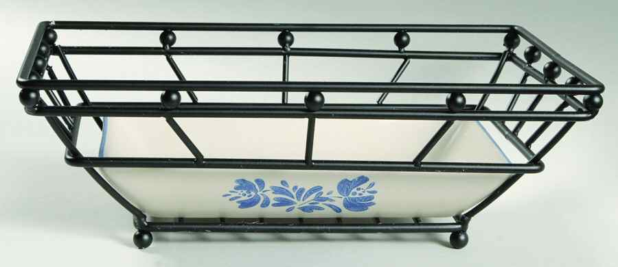 Yorktowne Metal Bread/Basket w/Ceramic Tray by Pfaltzgraff-1