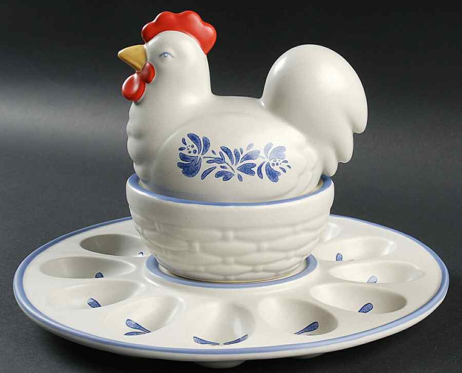 Yorktowne Sculpted Deviled Egg with Covered Bowl by Pfaltzgraff-1