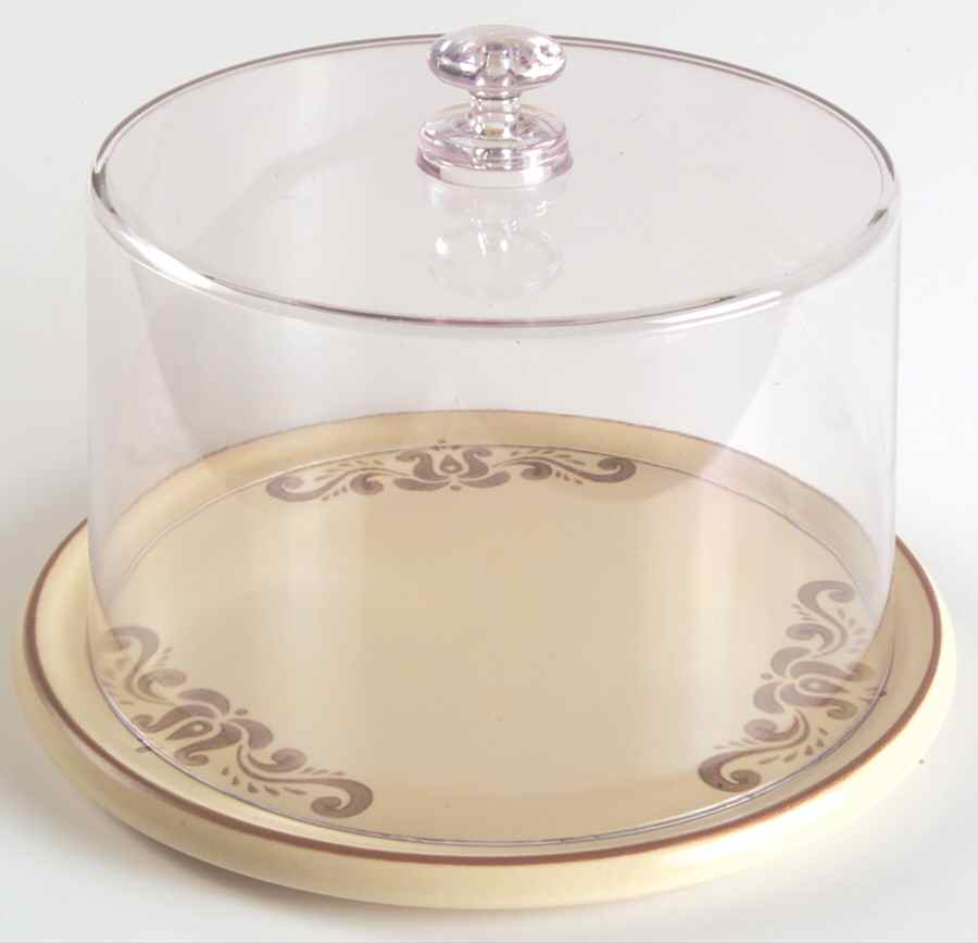 Village (Made in China) Cheese Dish & Plastic Dome by Pfaltzgraff-1