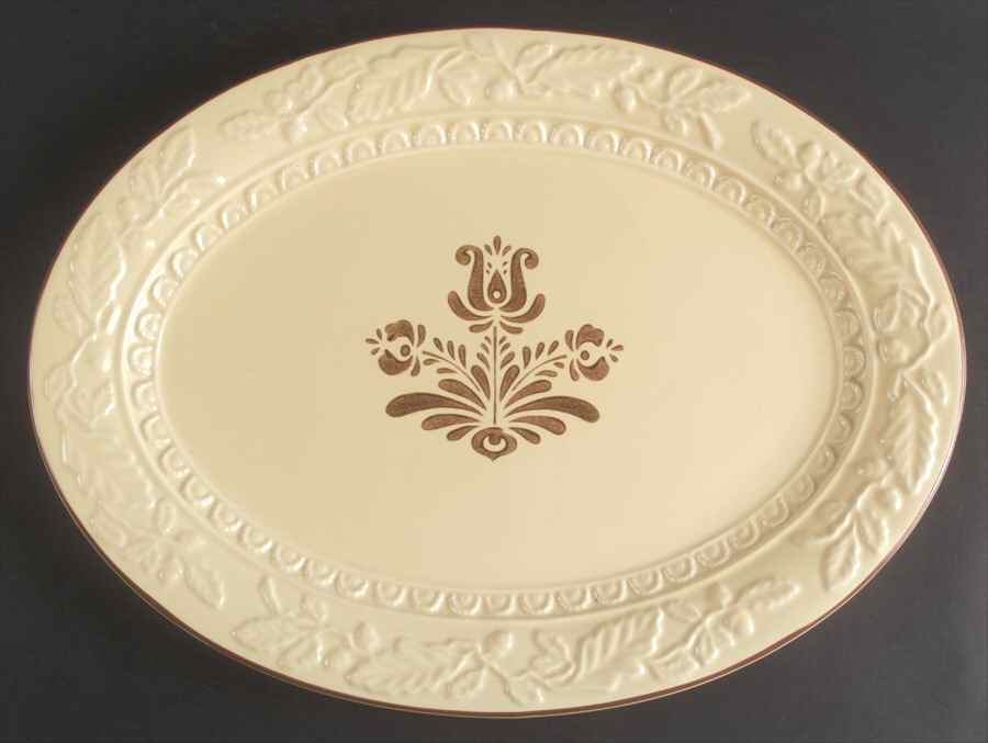Village (Made in China) 18" Embossed Oval Serving Platter by Pfaltzgraff-1