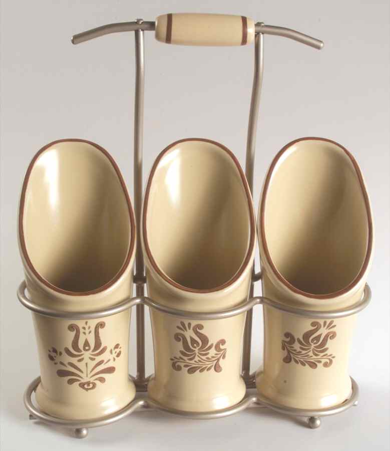 Village (Made in China) Flatware Caddy-3 Holders & Metal Caddy by Pfaltzgraff-1