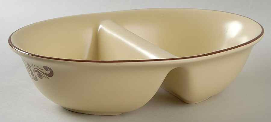 Village (Made in China) 10" Oval Divided Vegetable Bowl by Pfaltzgraff-1