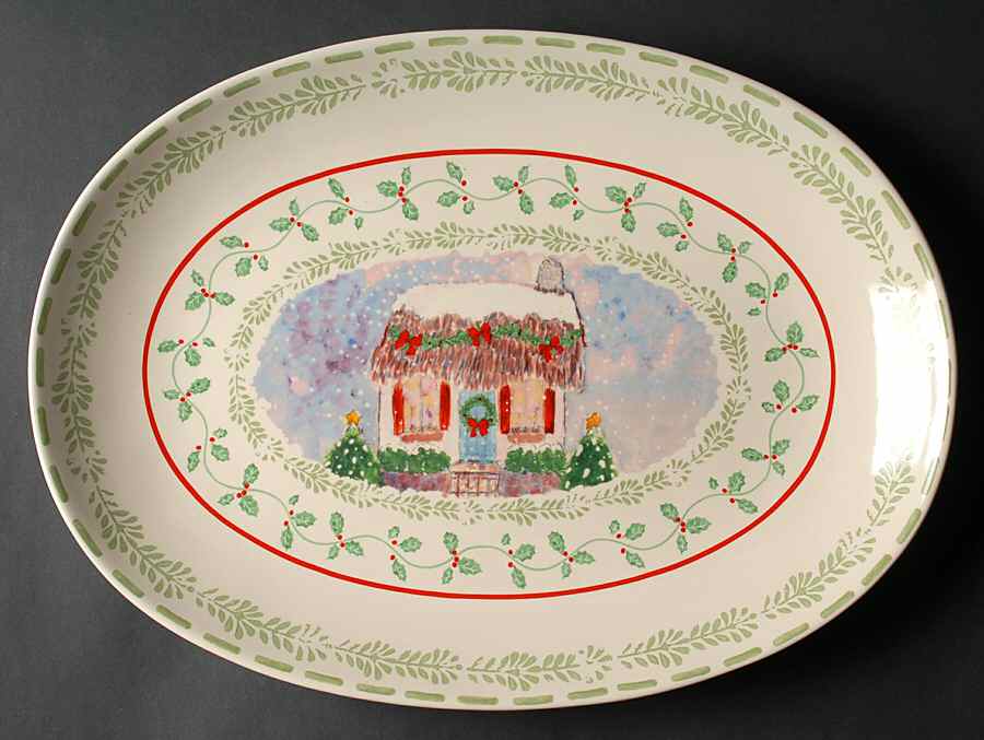 Merriweather Christmas 16" Oval Serving Platter by Pfaltzgraff-1