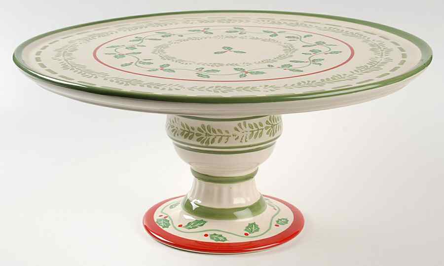 Merriweather Christmas 12" Diameter Pedestal Cake Stand by Pfaltzgraff-1