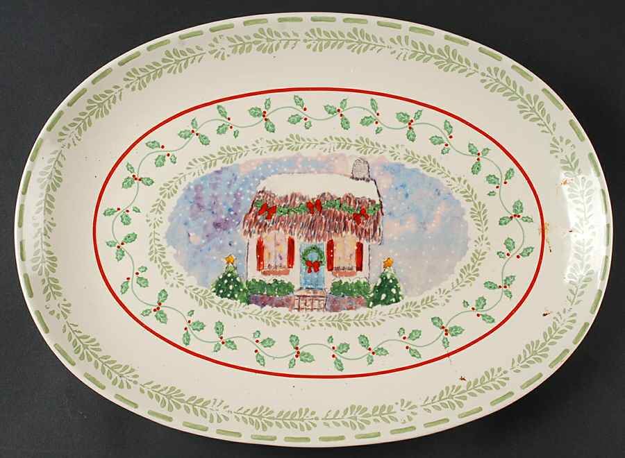 Merriweather Christmas 15" Oval Serving Platter by Pfaltzgraff-1