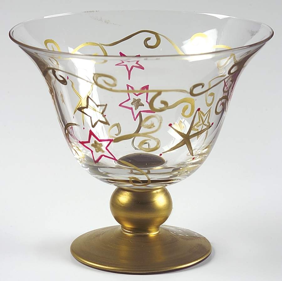Holiday Cheer Hand Painted Dessert Footed Glassware by Pfaltzgraff-1