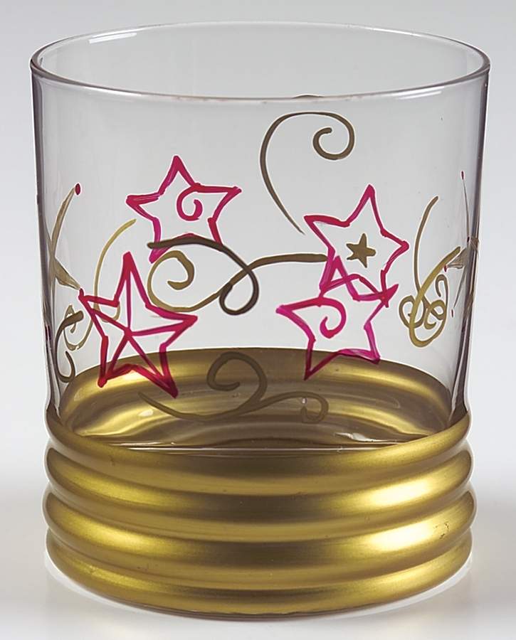 Holiday Cheer Hand Painted Glass Double Old Fashioned by Pfaltzgraff-1