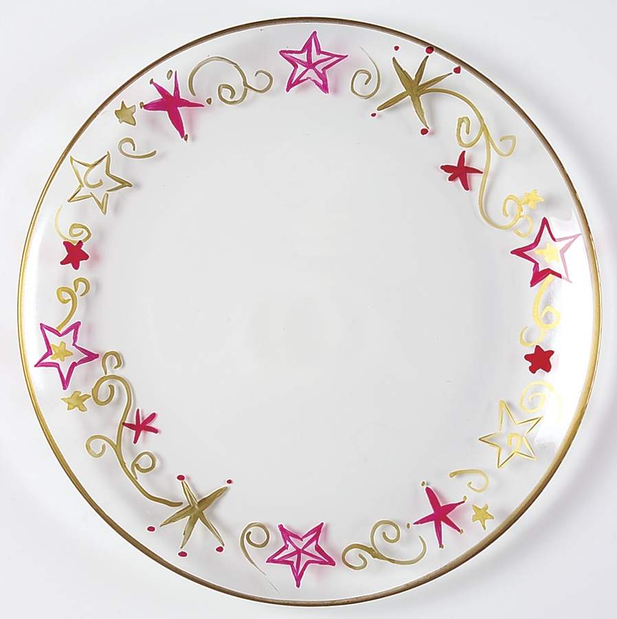 Holiday Cheer Hand Painted Glass Dessert Plate by Pfaltzgraff-1