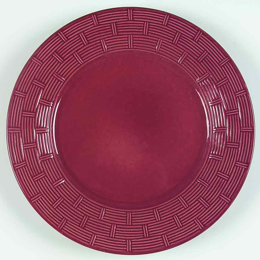Rattan Weave Burgundy Dinner Plate by Pier 1-1