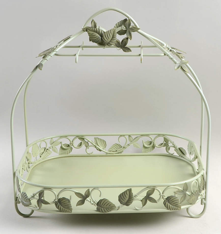 Vintage Garden Metal Tea Service Caddy by Princess House-1