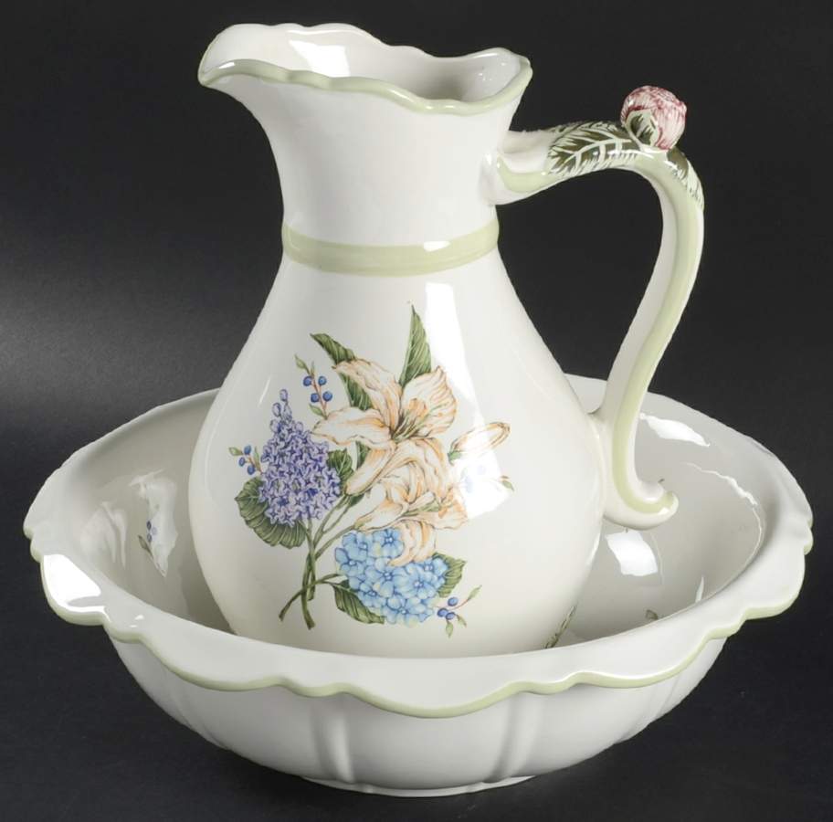 Vintage Garden 110 Oz Pitcher and Bowl Set by Princess House-1