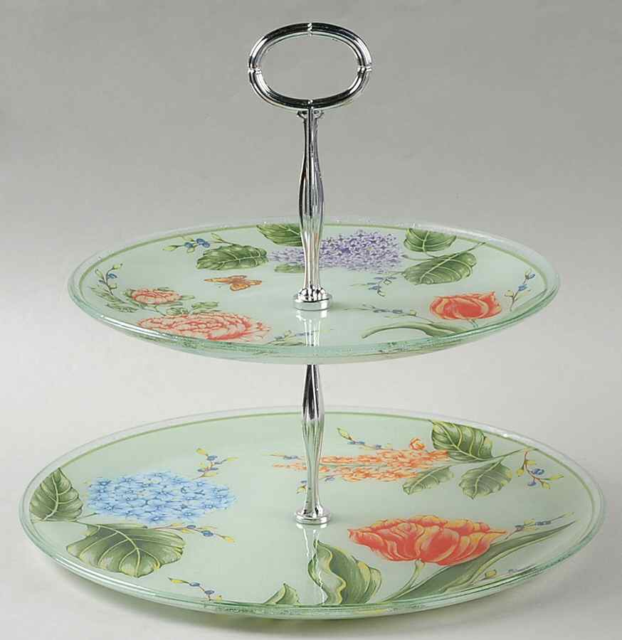 Vintage Garden 2-Tier Serving Tray by Princess House-1