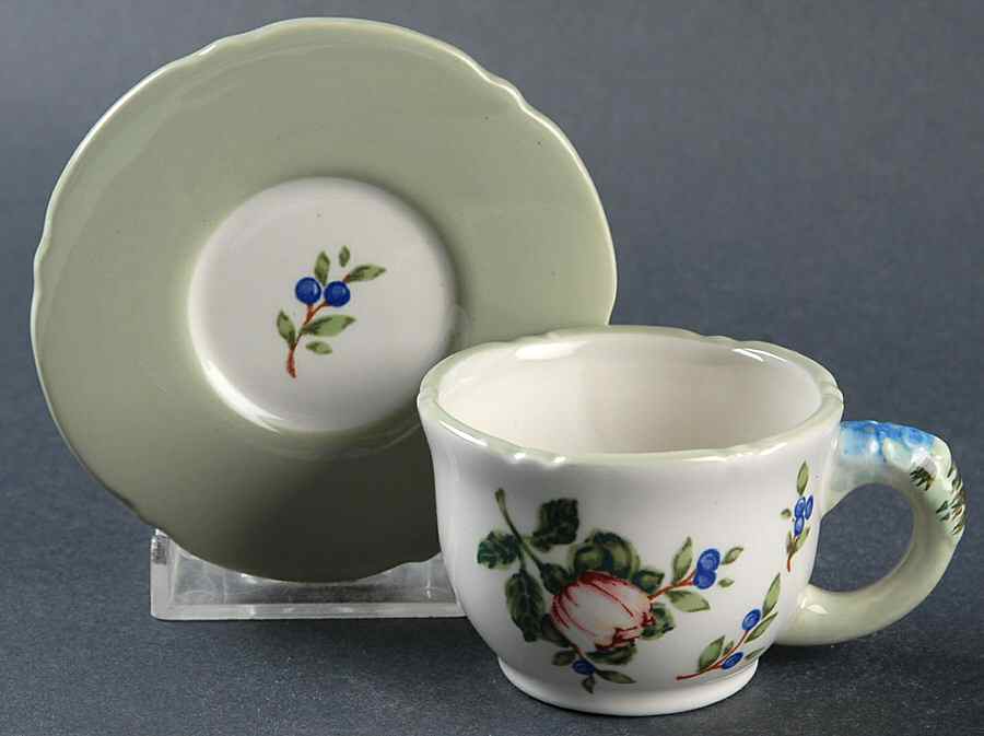 Vintage Garden Miniature Cup and Saucer Set by Princess House-1