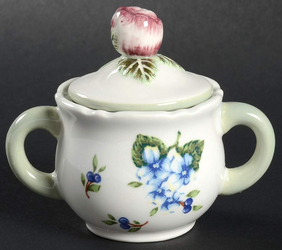 Vintage Garden Mini Sugar Bowl & Lid by Princess House-1