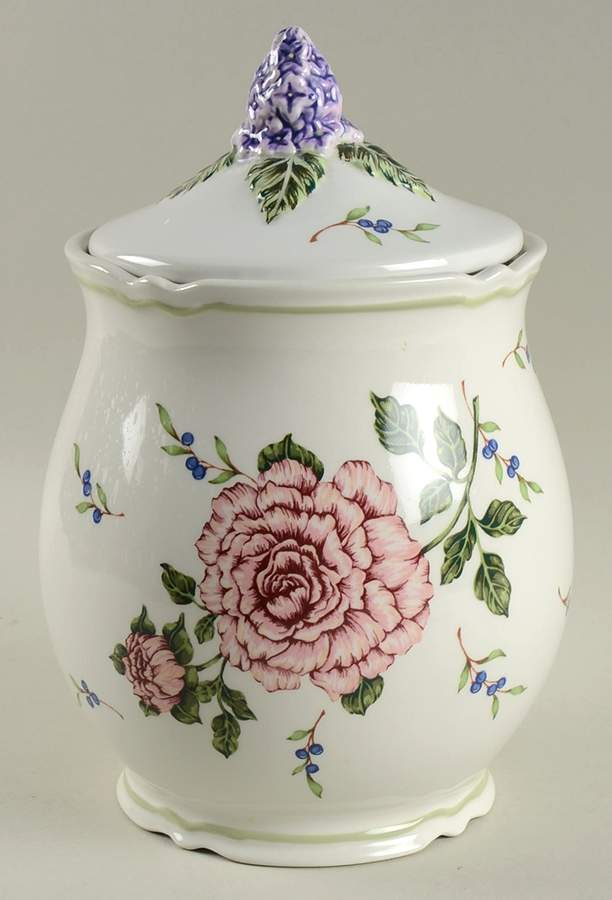 Vintage Garden Large Canister & Lid by Princess House-1