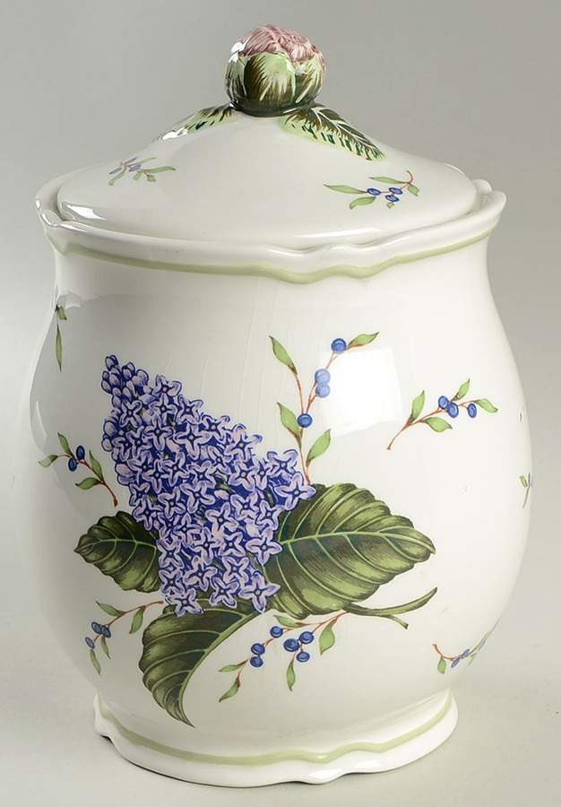 Vintage Garden Medium Canister & Lid by Princess House-1
