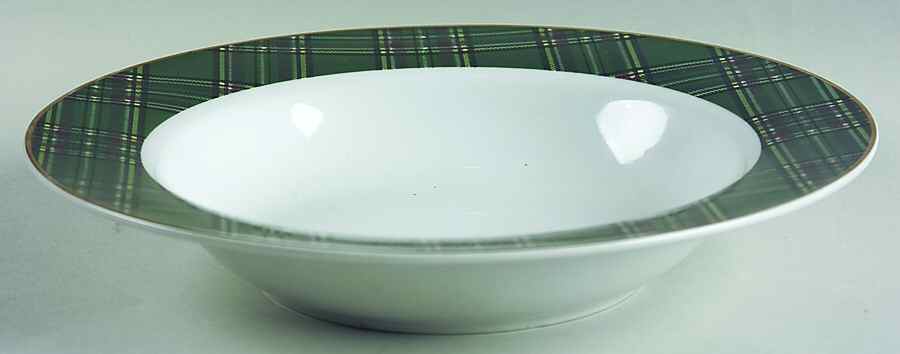 Green Plaid Rim Soup Bowl by Pacific Rim-1