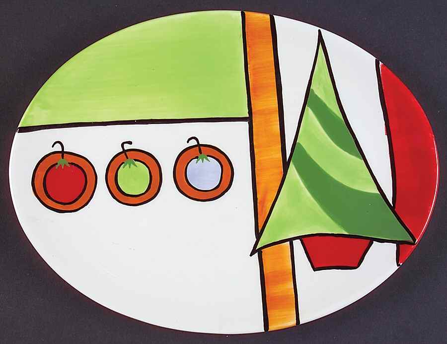 Mondrian Christmas Oval Dessert Plate by Pfaltzgraff-1