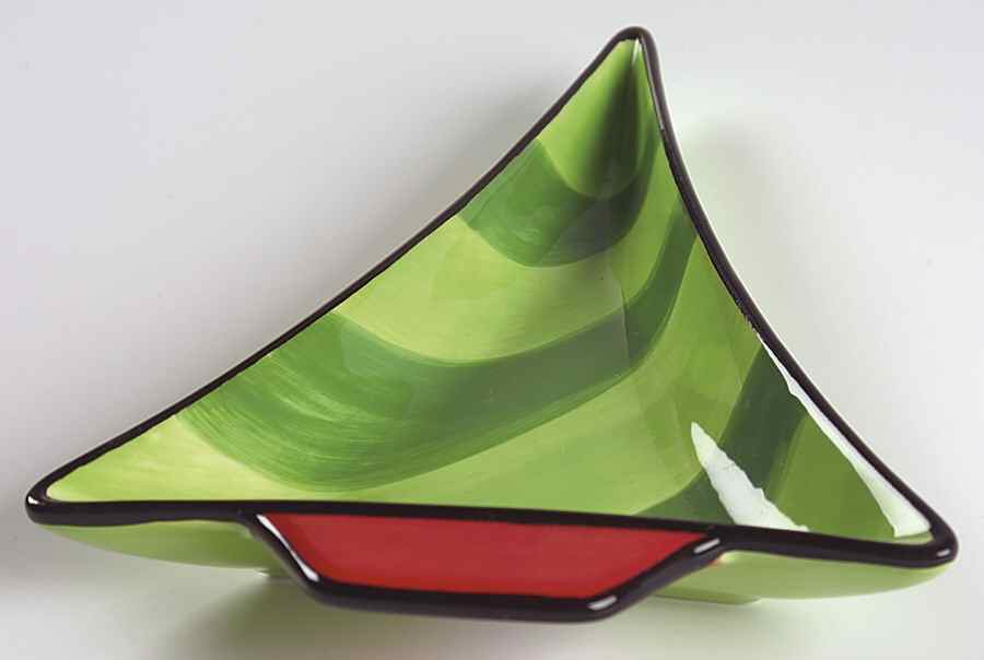 Mondrian Christmas Tree Shaped Snack Plate by Pfaltzgraff-1