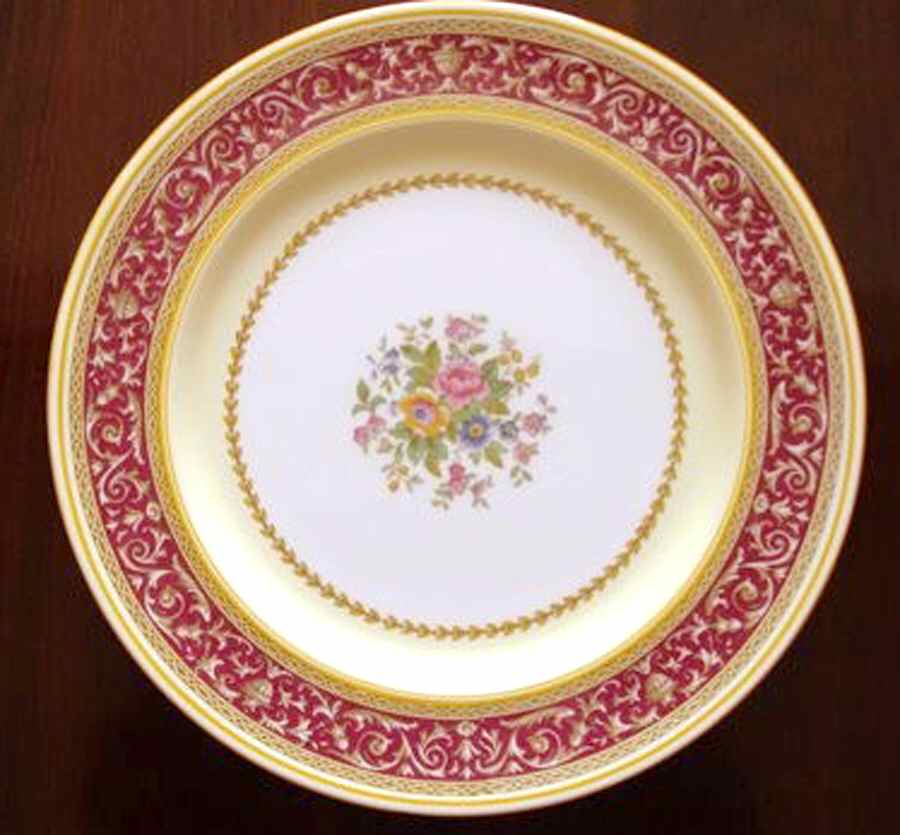 Corinthian Maroon (Yellow Trim) Dinner Plate by Paragon-1